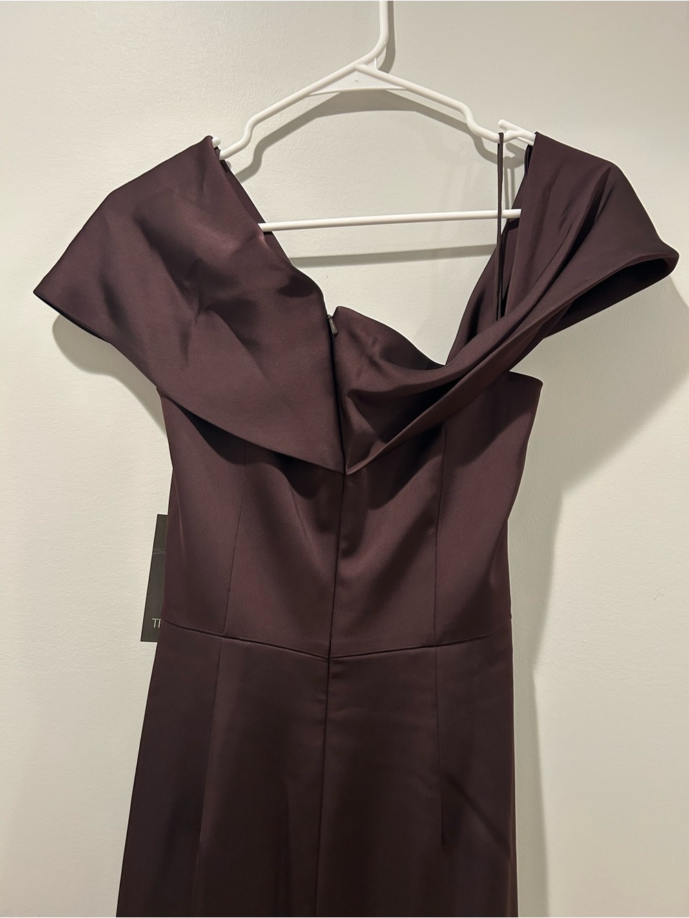 THEIA Celia One Shoulder Draped Gown in Chocolate Brown - Picture 10 of 10